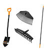 4-teiliges Set Fiskars 1x Spaten + 2x Rechenblatt + 1x Stiel