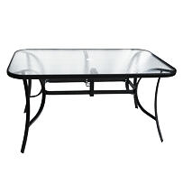 XT1012T Gartentisch 150 x 90 cm, schwarz mit Klarglas ROJAPLAST 1012T