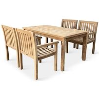 Gartenmöbel aus Holz – Tisch Garden I + 4x Sessel Kingsbury, Teak NOELA 345917SETK14