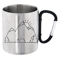 Doppelwandiger Becher mit Karabiner, 0,35 l, Edelstahl, Bergmotiv ORION 112440