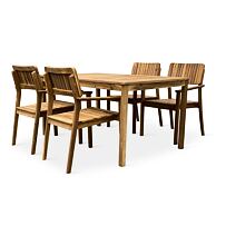 Gartenmöbel aus Holz – Tisch Copenhagen + 4x Sessel Lucy, Akazie NOELA 345069115