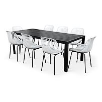 Garten-Essgruppe – Tisch Viking XL + 8x Stuhl Gaby, grau NOELA 3457051183