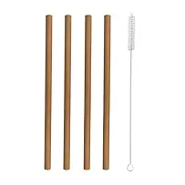Getränkestrohhalm, 20 cm + Bürste, Bambus, 4 Stück ORION 151432