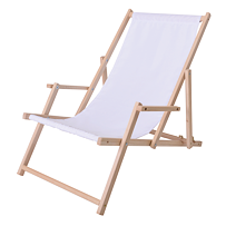 Bahama Polyester Liegestuhl aus Naturholz mit Armen, weiß ROJAPLAST 23210/12