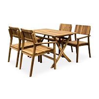 Gartenmöbel aus Holz – Tisch Mandy + 4x Sessel Lucy, Akazie NOELA 345040415