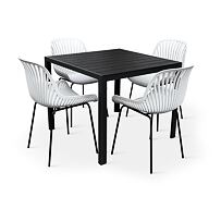 Garten Essmöbel - Tisch Viking M + 4x Stuhl Gaby, grau NOELA 34570497Z