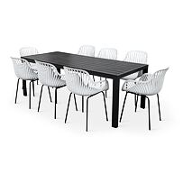 Garten-Essgruppe – Tisch Viking XL + 8x Sessel Gaby, grau NOELA 3457051181