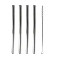 Getränkestrohhalme für Smoothies, 21,5 cm + Bürste, Edelstahl, 4 Stück ORION 151450