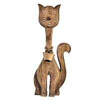Katze mit Glöckchen 19 x 4 x 49 cm, Mangoholz INDECOR X13097