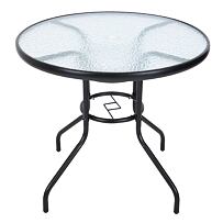 ZWMT Gartentisch, Ø 80 cm, metall mit Glasplatte ROJAPLAST YLGT-019