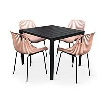 Garten-Essgruppe – Tisch Viking M + 4x Stuhl Gaby, rosa NOELA 34570498Z