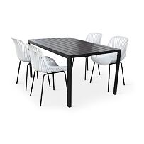 Garten-Essgruppe – Tisch Viking L + 4x Stuhl Gaby, grau NOELA 34570501GSZ