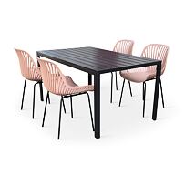 Garten-Essgruppe – Tisch Viking L + 4x Stuhl Gaby, rosa NOELA 34570501GRZ