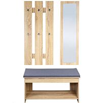 Wandgarderobe mit Spiegel und Bank, Eichenoptik KESPER 15979
