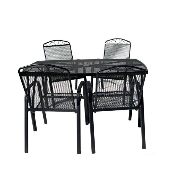 Gartenmöbel-Set aus Metall – Tisch Lana steel + 4x Stuhl Lana steel NOELA 345702314