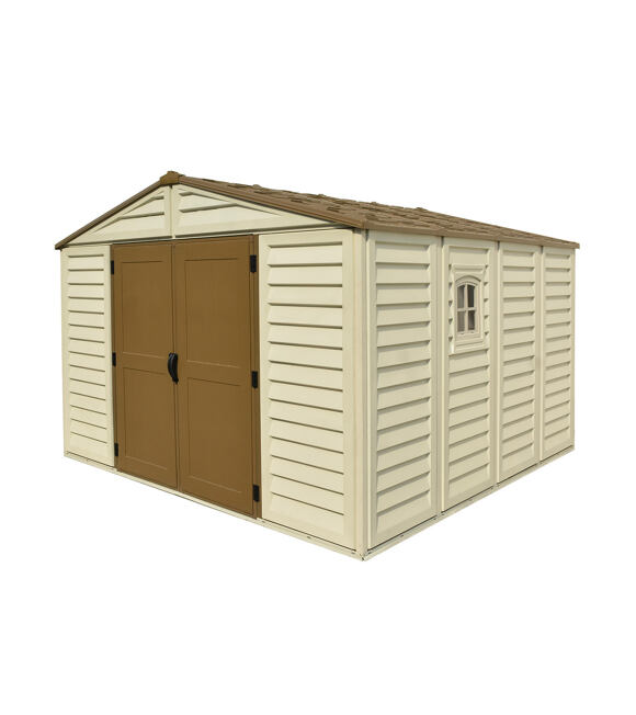 WoodBridge Plus Gartenhaus 10 m² + Bodenkonstruktion, Vinyl, beige DURAMAX 40224