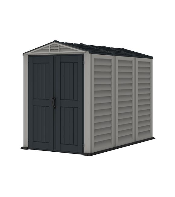YardMate Plus Gartenhaus 4,1 m² + Bodenkonstruktion, Vinyl, grau/anthrazit DURAMAX 35825