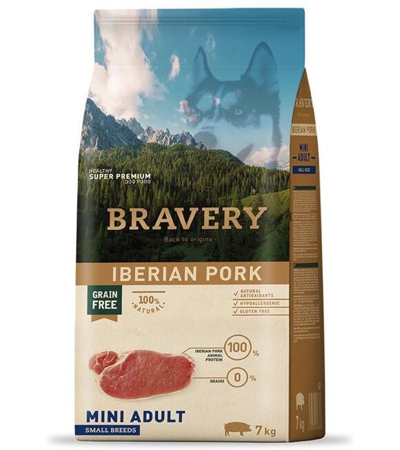 Dog ADULT mini Hundefutter 7kg - Iberisches Schweinefleisch BRAVERY 1003514