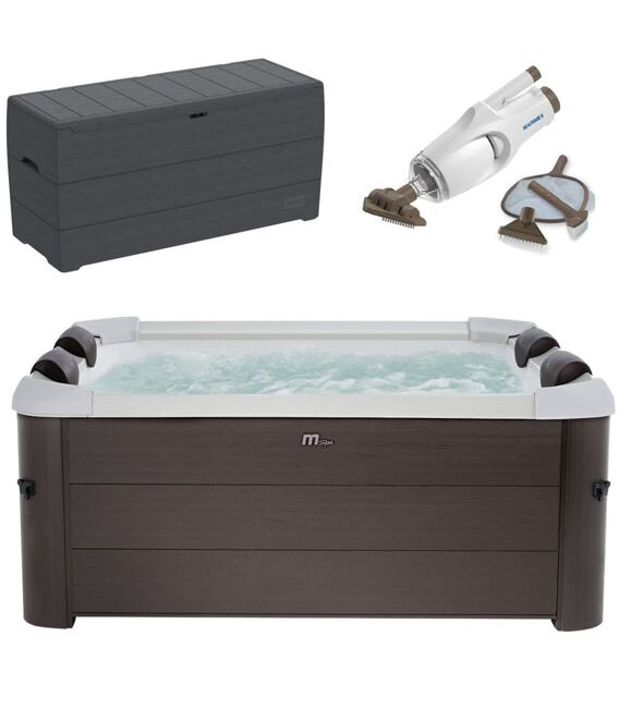 SET Tribeca F-TR062W Whirlpool 850 l MSPA + ProSpa Vac Pool-Bodensauger + Durabox Gartenbox 270 l
