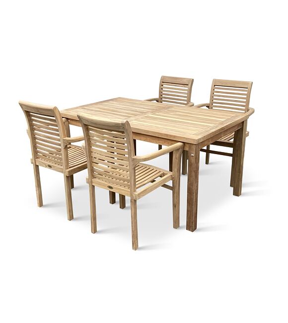 Gartenmöbel aus Holz – Tisch Garden I. + 4x Stuhl Stucking, Teak NOELA 3459175