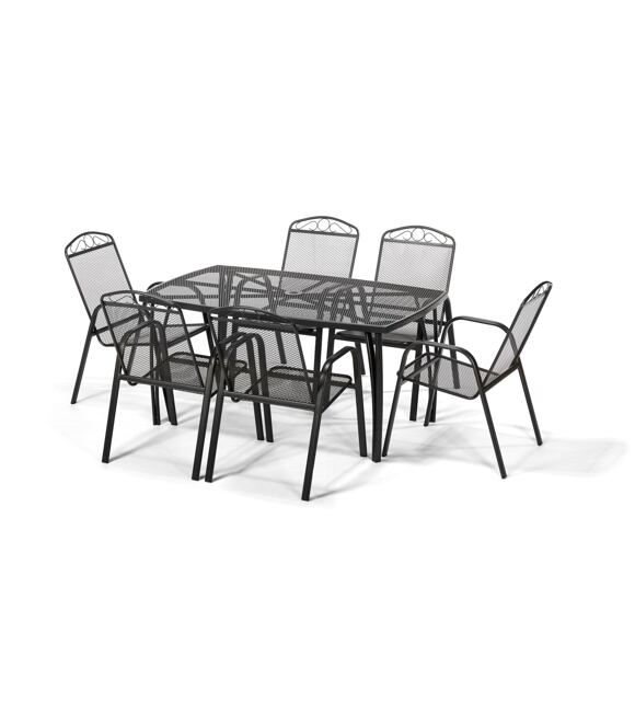 Gartenmöbel-Set aus Metall – Tisch Lana steel + 6x Stuhl Lana steel NOELA 345702316
