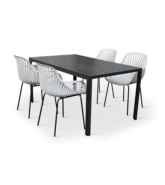 Garten-Essgruppe – Tisch Viking L + 4x Sessel Gaby, grau NOELA 34570501GSK