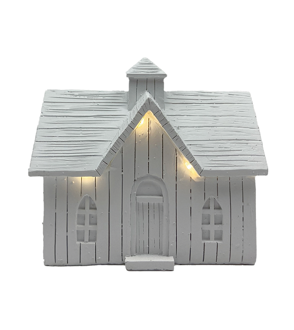 Haus mit Turm weiß LED 15 x 14 cm Prodex A00546