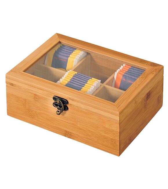 Tee-Organizer, 6 Fächer, 21,5 x 15 x 8,5 cm, Bambus KESPER 58902