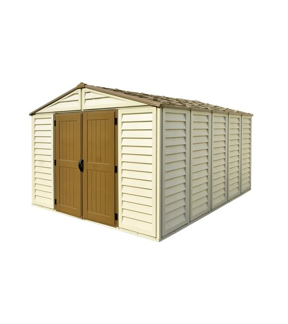 WoodBridge Plus Gartenhaus 13 m² + Bodenkonstruktion, Vinyl, beige DURAMAX 40234