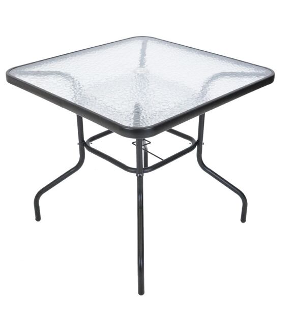 ZWMT Gartentisch, 80 × 80 cm, metall mit Glasplatte ROJAPLAST YLGT-049