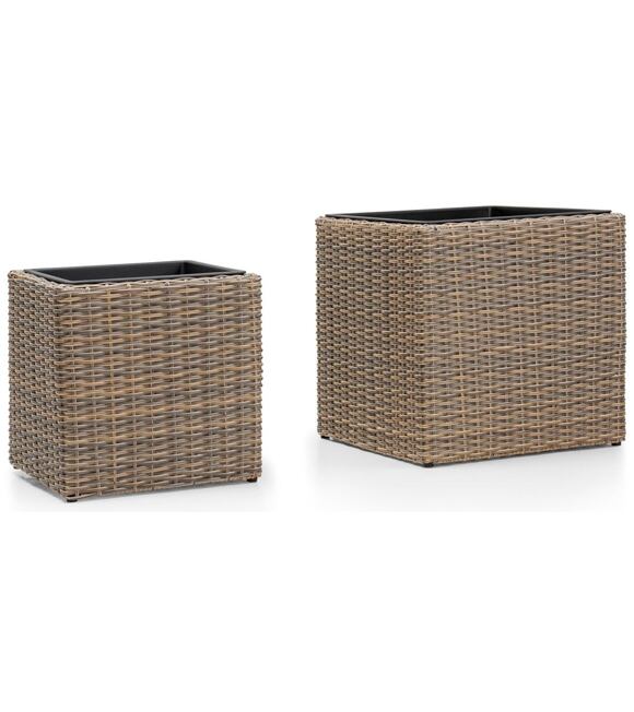 Haren Pflanzgefäß 2er-Set, Polyrattan/Metall/Kunststoff, braun NOELA 20060