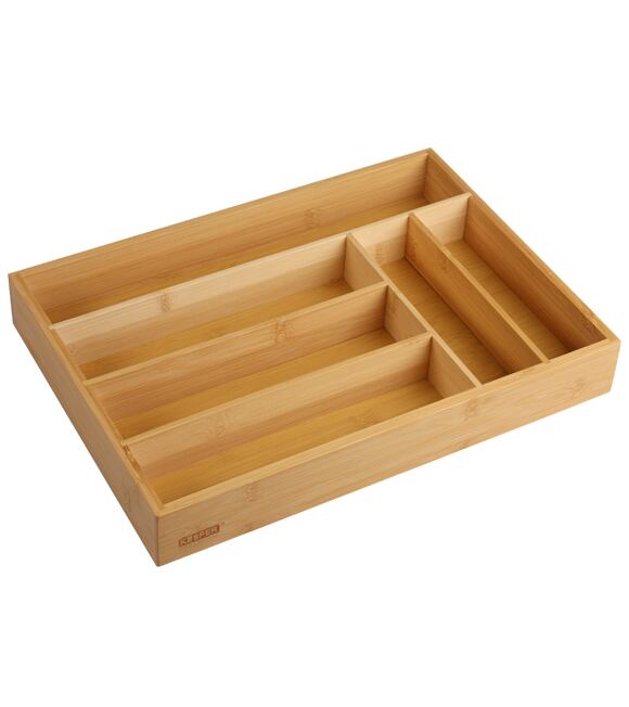 Besteckkasten, 6 Fächer, 35,5 × 25,5 × 5 cm, Bambus KESPER 58083