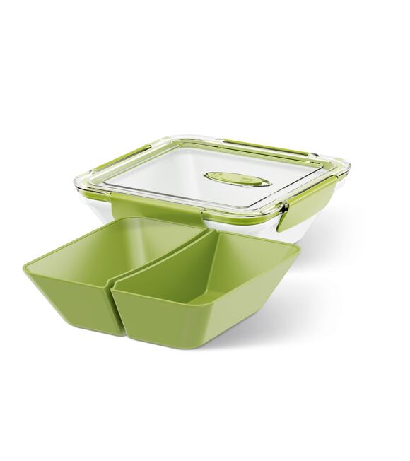 Lunchbox mit Deckel, 0,9 Liter, Grün/Weiß, Bento Box Emsa 513960