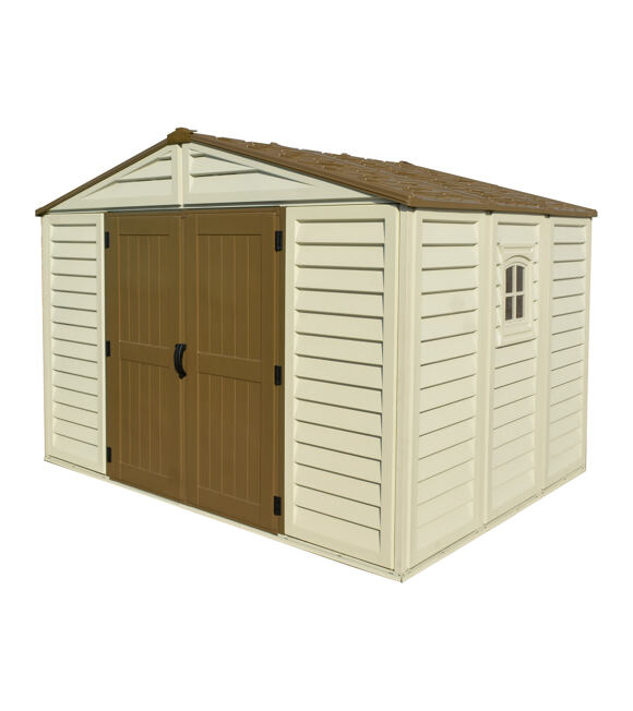 WoodBridge Plus Gartenhaus 7,6 m² + Bodenkonstruktion, Vinyl, beige DURAMAX 40214