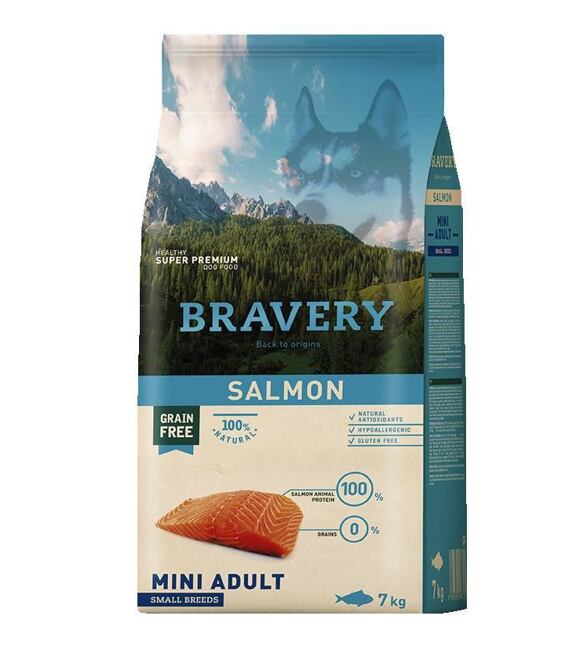 Dog ADULT mini Hundefutter 7kg - Lachs BRAVERY 1003518