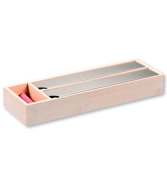Küchenaufbewahrung für Folien, 39,5 x 13 x 5,5 cm, Bambus, weiß KESPER 57043