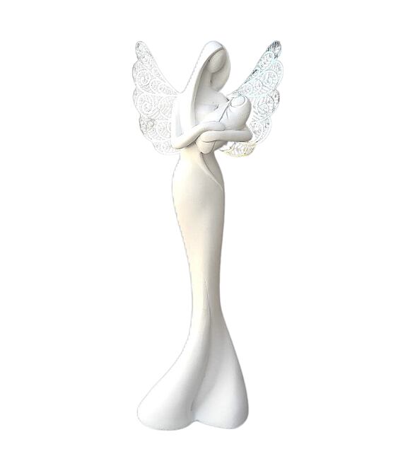Engel mit Kind, Metallflügel, 30 cm, Polyresin PRODEX 240087