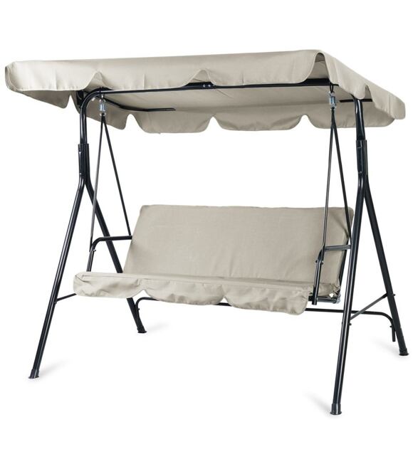 Hollywood Garten-Schaukel mit Dach, 2-Sitzer, Metall/Gewebe, beige NOELA 345707