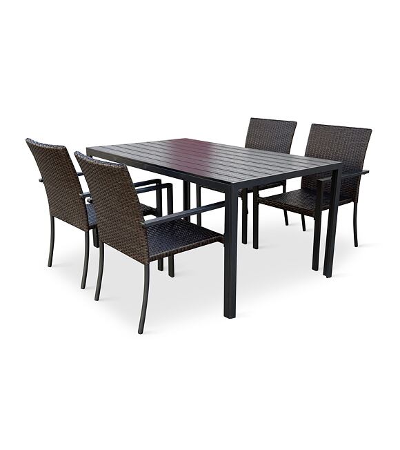 Garten-Essgruppe – Tisch Viking L + 4x Stuhl Wicker Pat NOELA 34570514