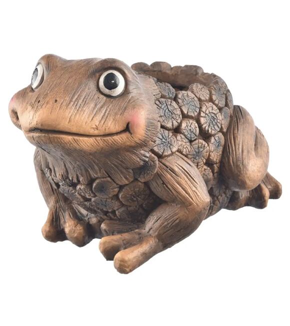 Rona Blumentopf Frosch 34 x 30 x 22 cm, Keramik, Holzoptik INDECOR X14103