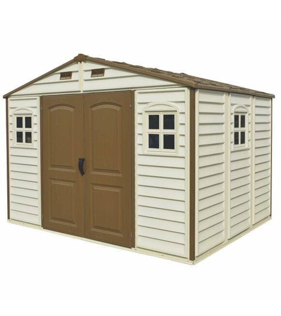 Woodside Gartenhaus 8 m² + Bodenkonstruktion, Vinyl, beige DURAMAX 30214
