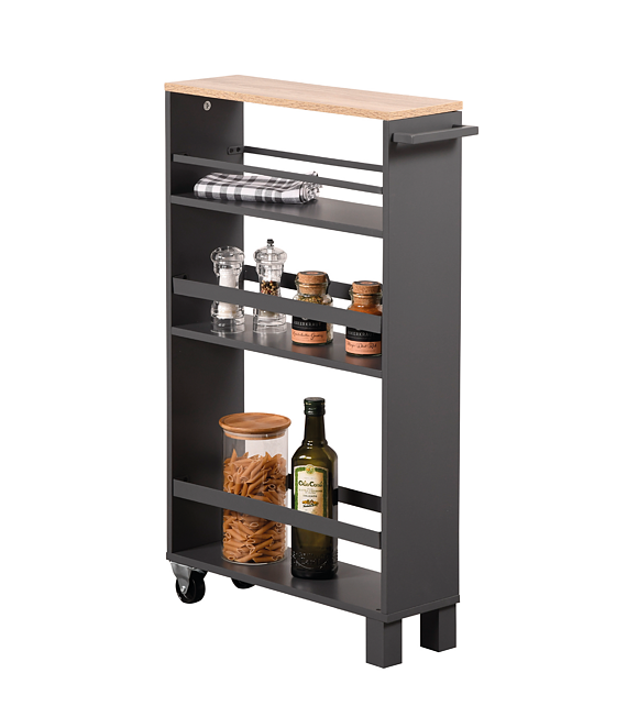 Alkovenregal auf Rollen, 50 x 15 x 79 cm, schwarz KESPER 24856