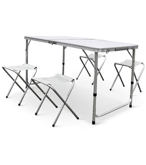 Lion Garten-Picknick-Set 1+4, Stahl/Aluminium/MDF, weiß NOELA 345187