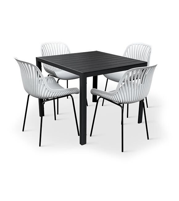 Garten Essmöbel - Tisch Viking M + 4x Stuhl Gaby, grau NOELA 34570497Z