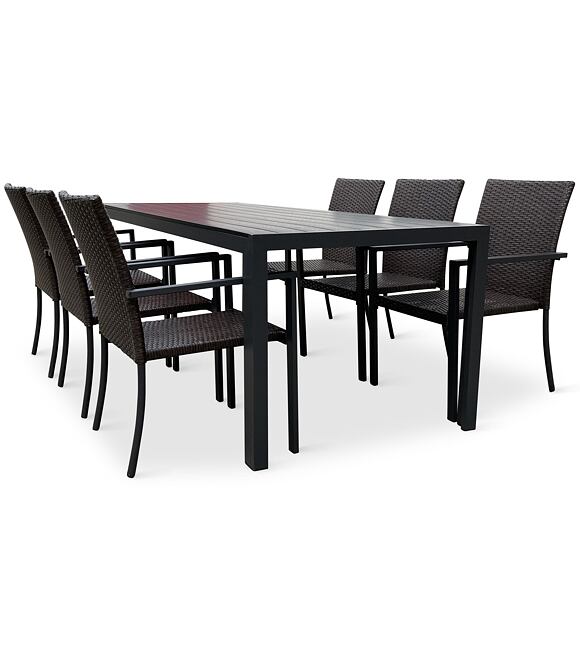 Garten-Essgruppe – Tisch Viking XL + 6x Stuhl Wicker Pat NOELA 3457051185