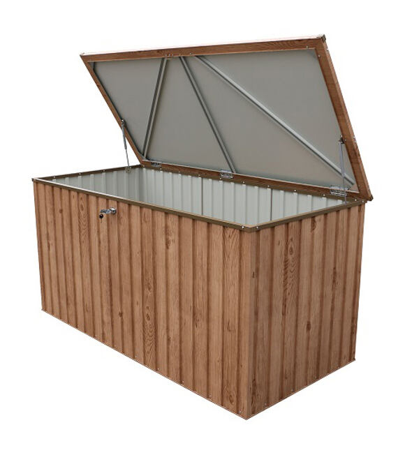 Metall-Gartenaufbewahrungsbox 195 x 91 x 94 cm, 1450 L, Holz-Dekor Eiche DURAMAX 71245