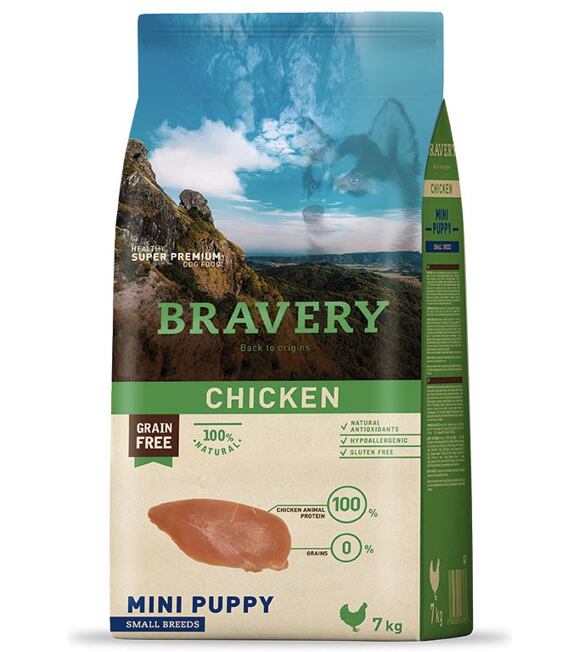 Dog PUPPY mini Hundefutter 2kg - Huhn BRAVERY 1003501