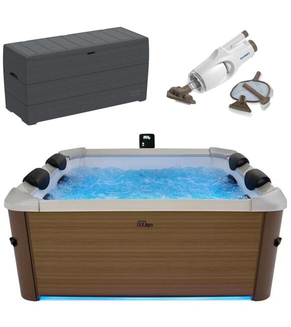SET Oslo Amber Whirlpool 850 l MSPA F-AM063W + ProSpa Vac Pool-Bodensauger + Durabox Gartenbox 270 l