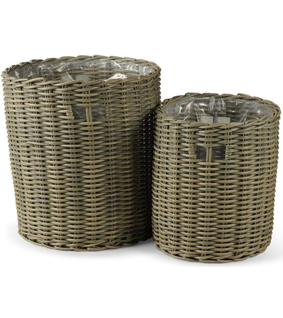 Arnhem Pflanzgefäß 2er-Set, Polyrattan/Kunststofffolie, braun NOELA 20179