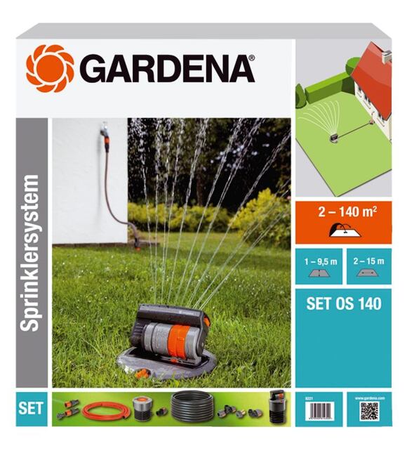 Gardena Komplett-Set mit Versenk-Viereckregner OS 140, 8221-20